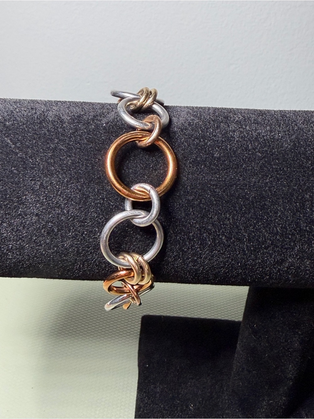 FossilTwo-Tone Circular Link Bracelet - Copper and Silver